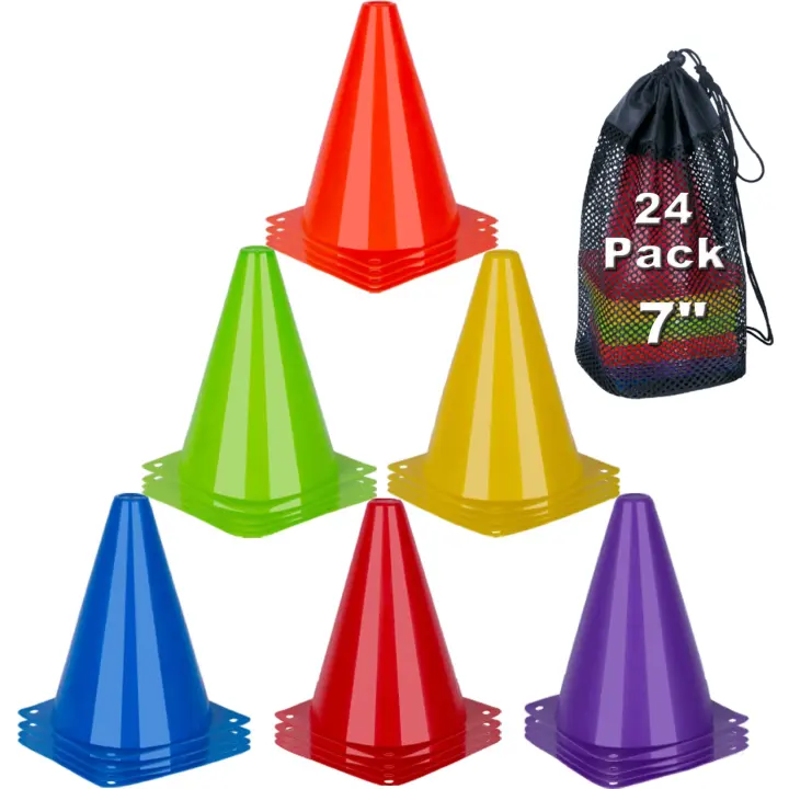 7-Inch Training Cones — 24-Pack Agility & Field Markers