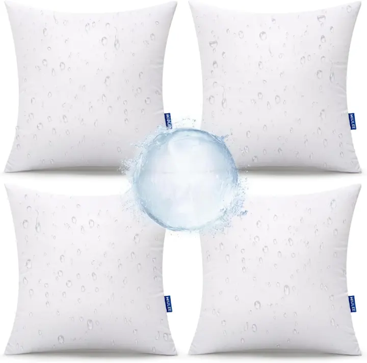 MIULEE 18x18 Outdoor Throw Pillows — Set of 4 Waterproof Inserts